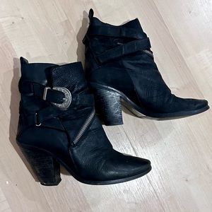 AllSaints booties, with cute metal buckle.
